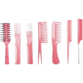 Bifull Set of 7 Pink Combs With Case