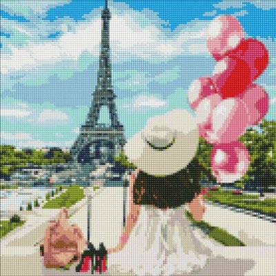 Ideyka Diamantové malování Eiffelova věž v Paříži 40 х 40 cm