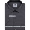 Pánská Košile AMJ pánská bavlněná košile krátký rukáv regular fit VKBR1361 šedá puntíky a čárky cik-cak