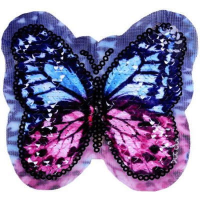 Aplikace motýl s oboustrannými flitry fialová – Zboží Mobilmania