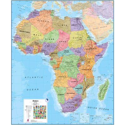 Maps International Afrika - nástěnná politická mapa 120 x 100cm Varianta: bez rámu v tubusu, Provedení: laminovaná mapa v lištách – Zbozi.Blesk.cz