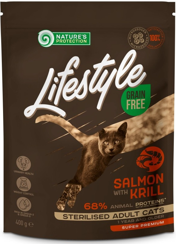 Nature\'s Protection Cat Dry LifeStyle GF Sterilised Salmon 400 g