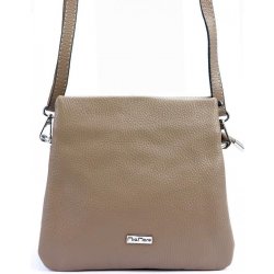 MiaMore kožená crossbody dámská kabelka se třemi oddíly taupe hnědá