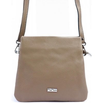 MiaMore kožená crossbody dámská kabelka se třemi oddíly taupe hnědá – Zbozi.Blesk.cz