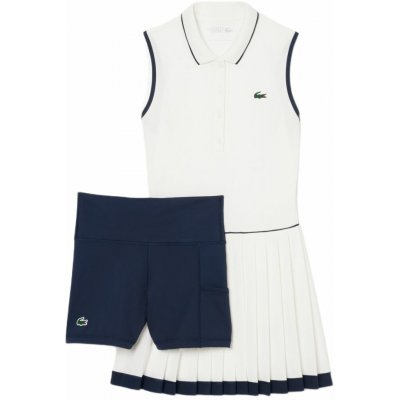 Lacoste Ultra Dry Tennis Heritage Dámské tenisové šaty white/navy blue Bílý – Zboží Dáma