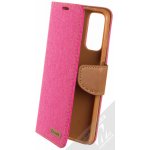 1Mcz Canvas Book flipové pouzdro pro Xiaomi Redmi Note 11 (Global version), Note 11S (Global version) sytě růžová hnědá (hot pink camel) – Zboží Živě