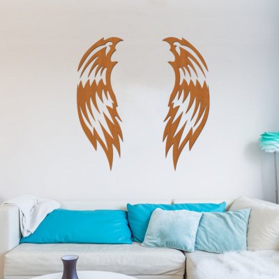 Dřevěná dekorace na zeď Andělská křídla DARK Barevný vzor: Třešeň, Rozměry (cm): 60x86 – Zboží Mobilmania