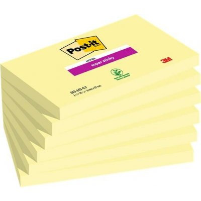 3M POSTIT Balení samolepicích poznámkových lístků, 76 × 127 mm, 6 × 90 listů, 3M POST-IT „Super Sticky“, kanárkově žluté 7100242801 – Hledejceny.cz