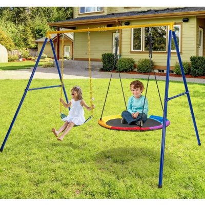 Costway rám Frame včetně houpaček modro-žlutý – Zboží Dáma