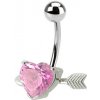 Piercing Šperky4U stříbrný piercing do pupíku srdíčko probodnuté BP01020-P