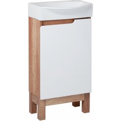 A-Interiéry Koupelnová skříňka Dorian 40 P s keramickým umyvadlem 40 cm bílá/dub
