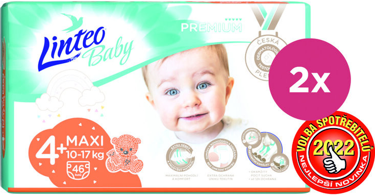 LINTEO BABY Premium 4+ MAXI+ 10-17 kg 2 x 46 ks