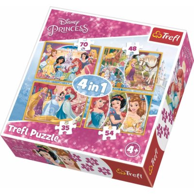 Trefl Disney princezny: Veselé krásky 4v1 35,48,54,70 dílků