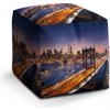 Sedací vak a pytel Sablio taburet Cube most v New Yorku 40x40x40 cm