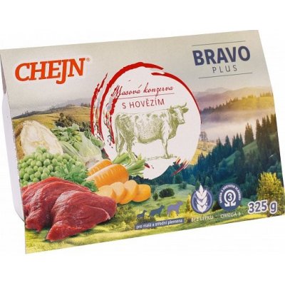 Chejn Bravo Plus Adult Dog hovězí a zelenina 12 x 325 g – Zboží Mobilmania