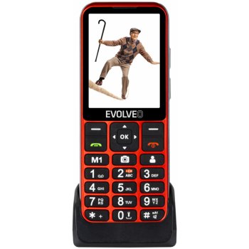 EVOLVEO EasyPhone LT, mobilní telefon pro seniory s nabíjecím stojánkem (červená barva) EP-880-LTR