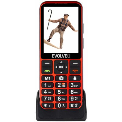 EVOLVEO EasyPhone LT, mobilní telefon pro seniory s nabíjecím stojánkem (červená barva) EP-880-LTR