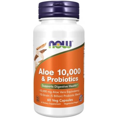 NOW Aloe 10000 & Probiotics aloe vera s probiotiky 60 rostlinných kapslí