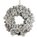 Fleur s borovými šiškami a sněhem v přírodní hnědé – Ø 33 cm - Chic Antique – Hledejceny.cz