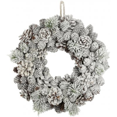 Fleur s borovými šiškami a sněhem v přírodní hnědé – Ø 33 cm - Chic Antique – Hledejceny.cz