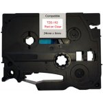 Kompatibilní páska s Brother TZ-152 / TZe-152, 24mm x 8m, červený tisk / průhledný podklad – Zboží Živě