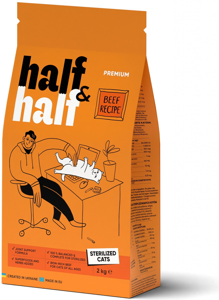 Half&Half Cat Sterilized hovězí 2 kg