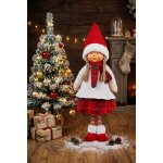 MagicHome Vánoční figurka Holčička s červenou šálou látka červená a bílá 31x18x90 cm – Hledejceny.cz