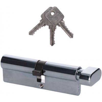 EURO 45/50mm s kulkou, niklová, 3 klíče, šroub M5x65mm – Zboží Mobilmania