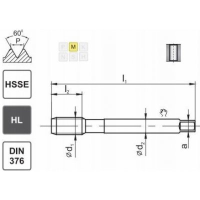 Fanar ZÁVIT M12 DIN-376B (6H) HSSE HL INOX – Hledejceny.cz