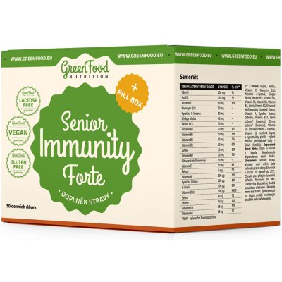 GreenFood Immunity Forte + Pillbox Senior Vit 60 kapslí Vegan Omega 3,6,9 60 kapslí