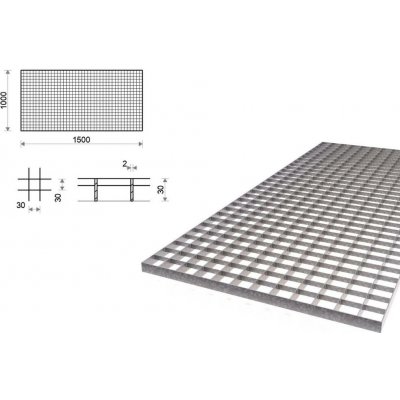 Pozinkovaný rošt lisovaný 1000x1500 mm, oko 30x30 mm – Hledejceny.cz