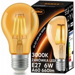 Berge LED žárovka E27 s vláknem Amber 6W teplá bílá ZA-E27-A60-6W-3000K – Hledejceny.cz