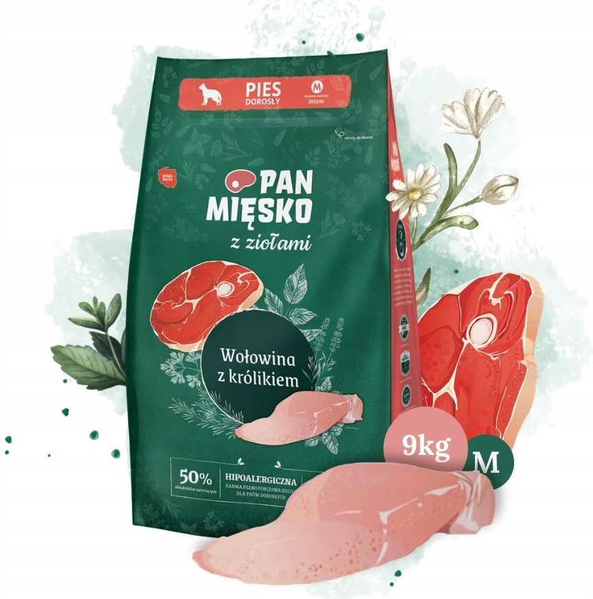 Pan Mięsko s bylinkami Hovězí maso s králičími křupinkami M 9 kg