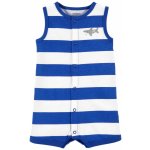 CARTER'S Overal letní Blue Stripe Shark chlapec