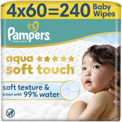 Pampers Dětské čisticí ubrousky, Aqua Soft Touch Baby 4 x 60 ks – Hledejceny.cz