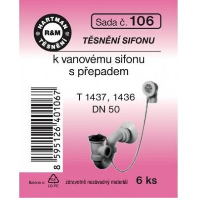 HARTMAN těsnění sifonu k vanovému sifonu s přepadem, sada č. 106 – Zboží Dáma