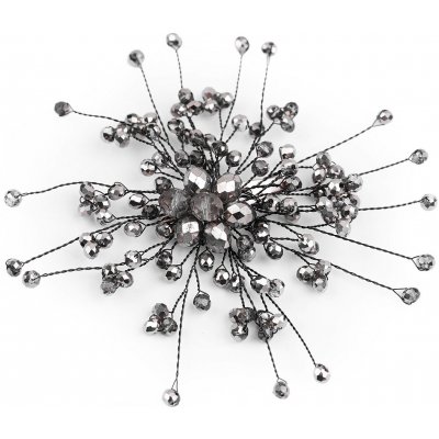 Stoklasa brož se skleněnými broušenými korálky Hand made 4 black diamond černá – Zboží Mobilmania