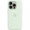 Pouzdro a kryt na mobilní telefon Apple Apple iPhone 15 Pro Silicone Case with MS - Soft Mint MWNL3ZM/A