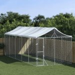 vidaXL Venkovní psí kotec se střechou stříbrný 300 x 750 x 250 cm – Zboží Dáma