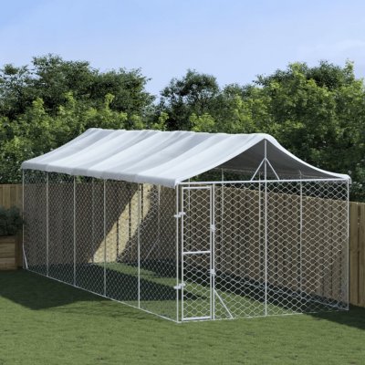 vidaXL Venkovní psí kotec se střechou stříbrný 300 x 750 x 250 cm – Zboží Dáma