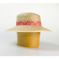 Dámský slaměný klobouk zdobený rypsovou stuhou originál