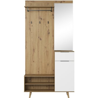 Vivaldi Předsíňová stěna Nordic B 100 cm dub Artisan bílá – Sleviste.cz
