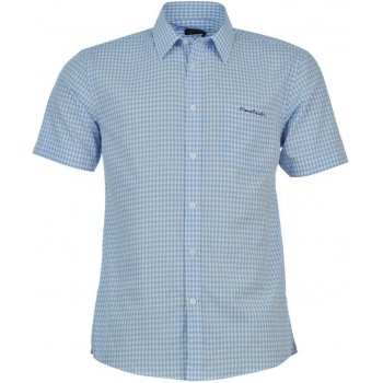 Pierre Cardin short sleeve shirt mens blue check