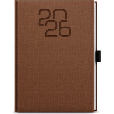 Baloušek Tisk Oskar Fabric A5 týdenní 2026 hnědý – Zboží Živě