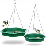 ProGarden Závěsné krmítko + napajedlo pro ptáky Duo 45 x 28 cm + 43 x 25 cm plast zelená – Hledejceny.cz