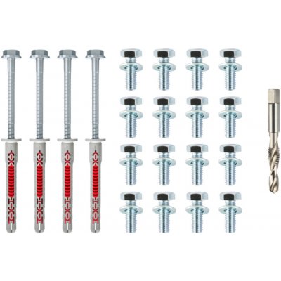 Montážní sada 16 ks šroubů + 4 ks hmoždinek pro dvoukřídlovou bránu do ocelových sloupků – Zboží Mobilmania