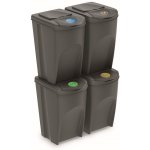 Prosperplast Sada 4 odpadkových košů SORTIBOX IV šedý 4 x 35 l – Zboží Dáma