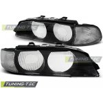 PŘEDNÍ SVĚTLOMETY BMW E39, 1995-2000, KRYTY SVĚTEL, NÁHRADNÍ SKLO D2S, BLACK WHITE PROVEDENÍ – Zboží Mobilmania