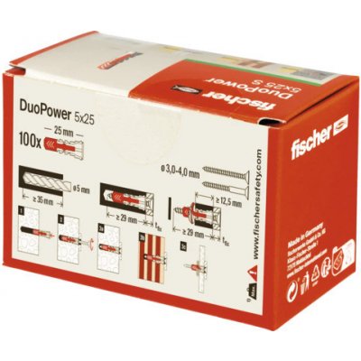 Hmoždinka Fischer DUOPOWER 5x25 mm 100 ks – Hledejceny.cz