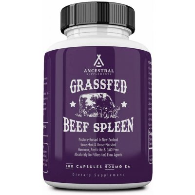 Ancestral Supplements, Grass-fed Beef Spleen, hovězí slezina, 180 kapslí